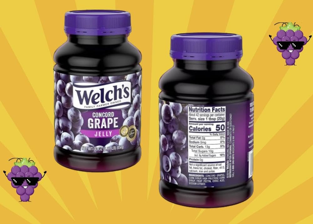 Welch’s Concord Grape Jelly 30oz, (PACK OF 2) - Concord Grape Jelly, Ideal for Breakfasts and Desserts, Gluten-Free, Sold by MARKTMATCH 2 pack